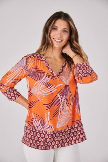 Lieblingsstück 3/4 Arm-Bluse mit Bordüre Zeitlich begrenztes Angebot