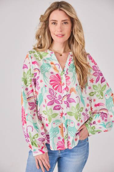Lieblingsstück Bluse mit Puffärmel und Paradise Print Blitzangebot