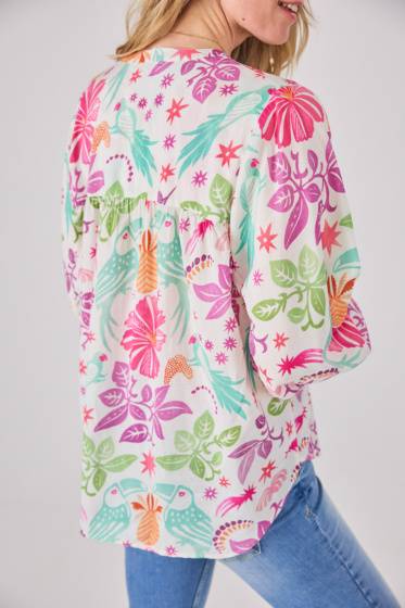 Lieblingsstück Bluse mit Puffärmel und Paradise Print Blitzangebot