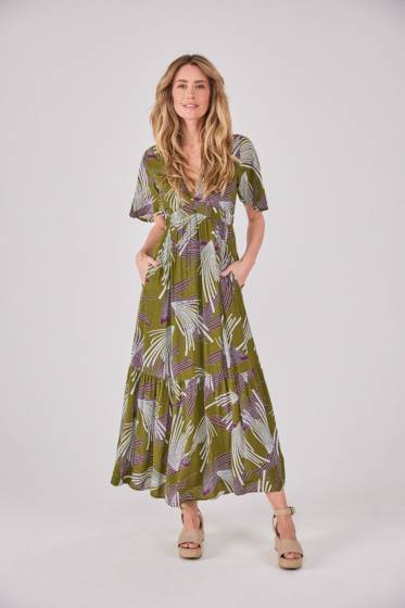 Lieblingsstück Maxikleid mit Gummizug und Print Räumungsverkauf
