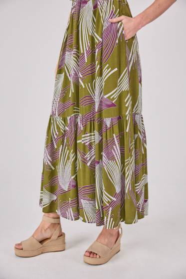 Lieblingsstück Maxikleid mit Gummizug und Print Räumungsverkauf