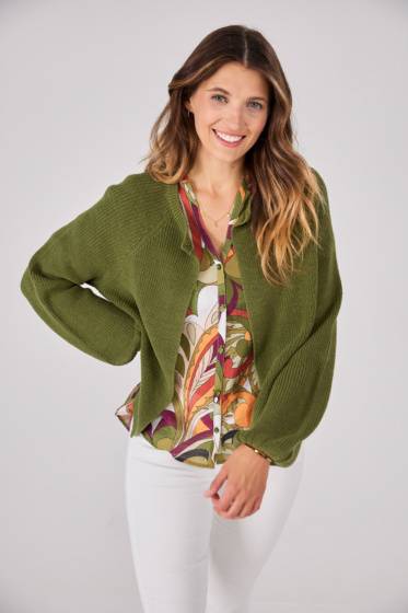 Lieblingsstück Strickjacke mit Puffarm und Rippenstruktur Riesige Ersparnisse