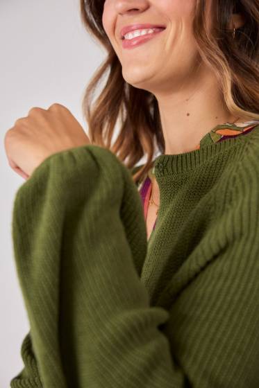Lieblingsstück Strickjacke mit Puffarm und Rippenstruktur Riesige Ersparnisse