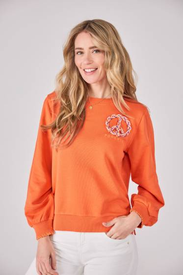 Lieblingsstück Sweatshirt mit Peace Stickerei Letzter Tag