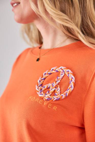 Lieblingsstück Sweatshirt mit Peace Stickerei Letzter Tag