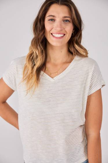 Lieblingsstück Gestreiftes T-Shirt mit V-Ausschnitt