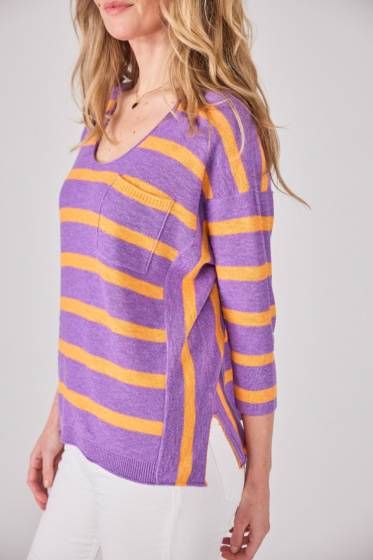 Lieblingsstück Pullover Brusttasche und Streifen Kostenloser Versand international