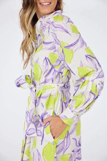 Lieblingsstück Durchgeknöpftes Kleid mit Lemon Print Black Friday Preise
