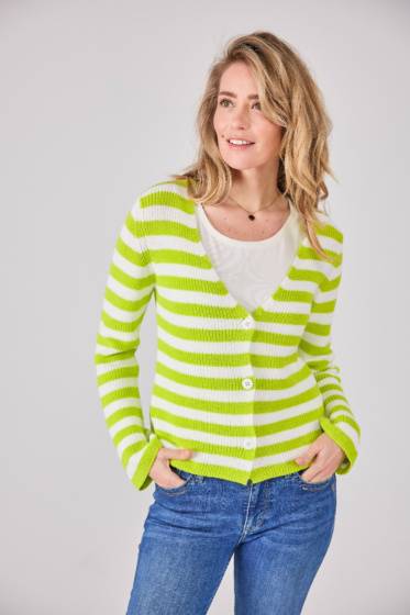 Lieblingsstück V-Ausschnitt Jacke mit Streifen Lime im Angebot