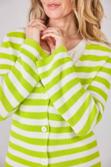 Lieblingsstück V-Ausschnitt Jacke mit Streifen Lime im Angebot