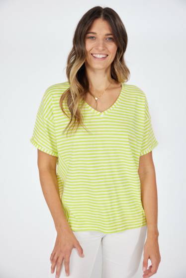 Lieblingsstück Halbarm T-Shirt mit Streifen Lime Schlussverkauf