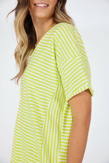Lieblingsstück Halbarm T-Shirt mit Streifen Lime Schlussverkauf