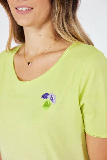 Lieblingsstück Kurzarm T-Shirt mit kleinem Zitronenmotiv Fabrikverkauf