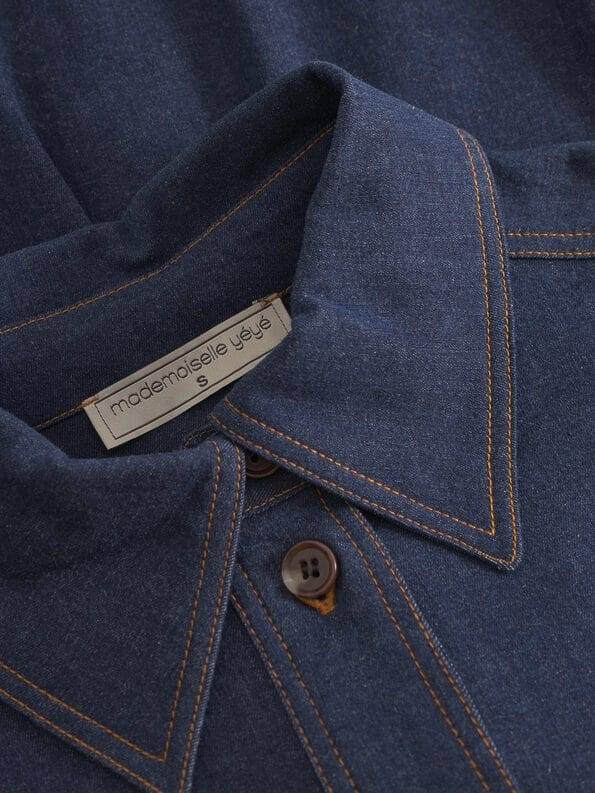 Mademoiselle YéYé Jeans Bluse mit Ballonärmeln aus Bio-Baumwolle Riesige Rabatte