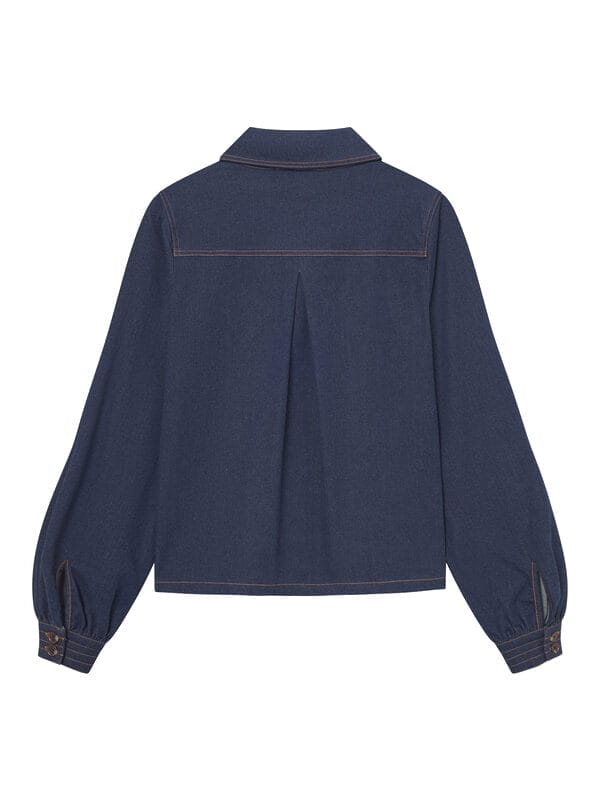 Mademoiselle YéYé Jeans Bluse mit Ballonärmeln aus Bio-Baumwolle Riesige Rabatte