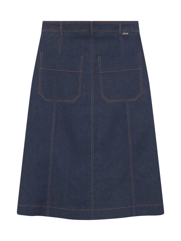 Mademoiselle YéYé Jeans Midi-Rock mit Knopfleiste aus Bio-Baumwolle Speichern exportieren