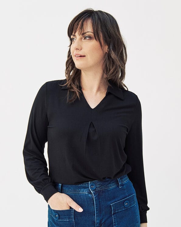Mademoiselle YéYé Jersey Bluse mit Kellerfalte aus Ecovero by Lenzing Günstiger Verkauf