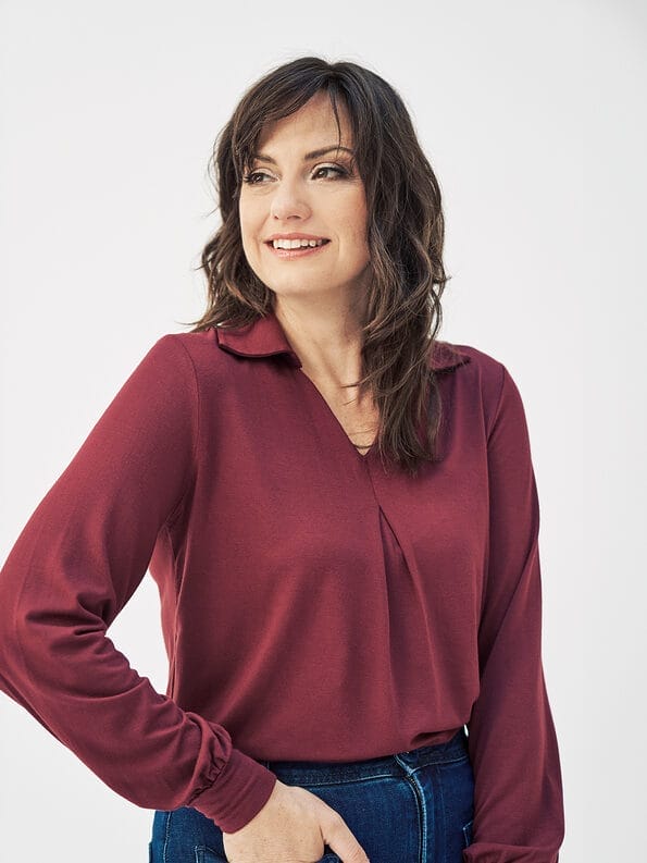 Mademoiselle YéYé Jersey Bluse mit Kellerfalte aus Ecovero by Lenzing Fabrik Onlineshop