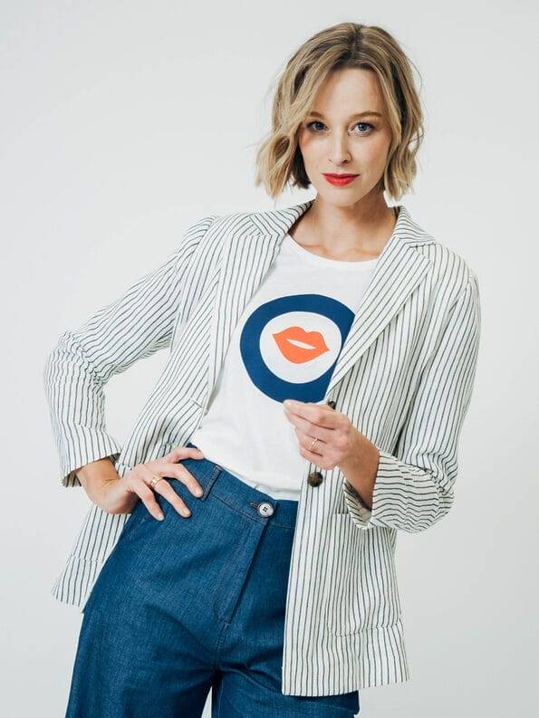Mademoiselle YéYé Nadelstreifen Blazer aus Bio-Baumwolle Rabatt