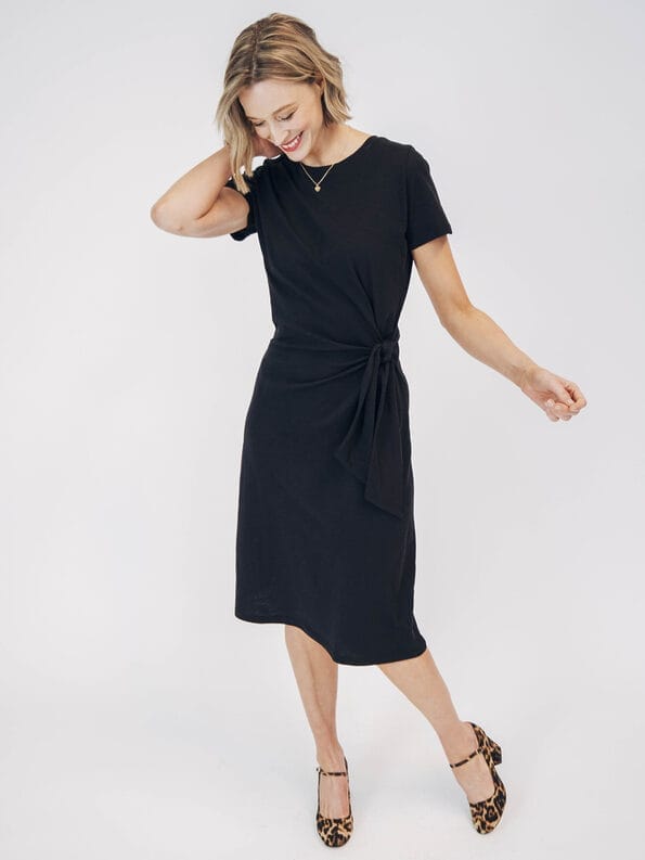 Mademoiselle YéYé Shirtkleid mit Knotendetail aus Bio-Baumwolle Weihnachtsangebot