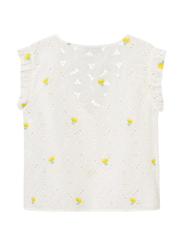 Mademoiselle YéYé Broderie Anglaise Top mit Stickerei aus Baumwolle Lagerräumung