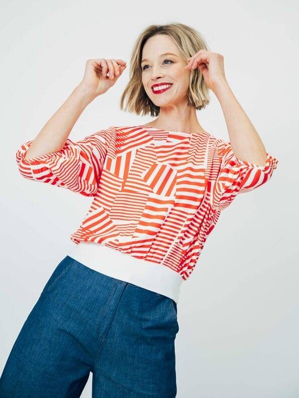 Mademoiselle YéYé Top mit weiten verkürzten Ärmeln aus EcoVero by Lenzing Blitzangebot