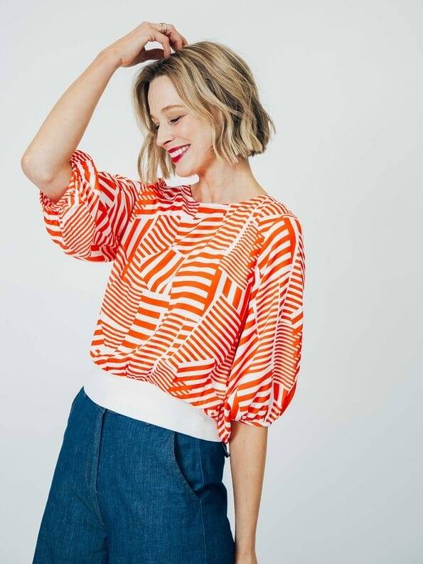 Mademoiselle YéYé Top mit weiten verkürzten Ärmeln aus EcoVero by Lenzing Blitzangebot