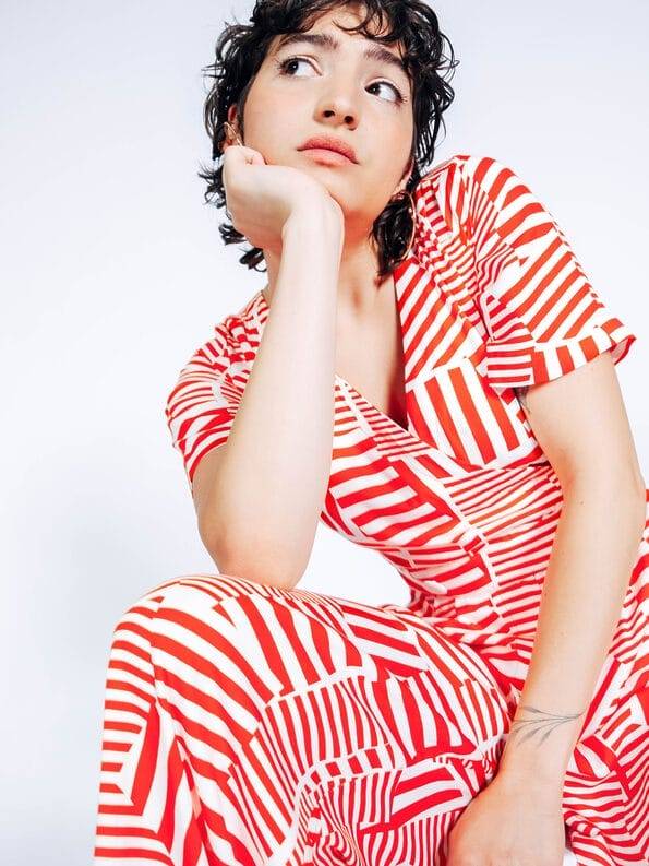 Mademoiselle YéYé Jumpsuit mit langem Bein aus EcoVero by Lenzing Große Rabatte