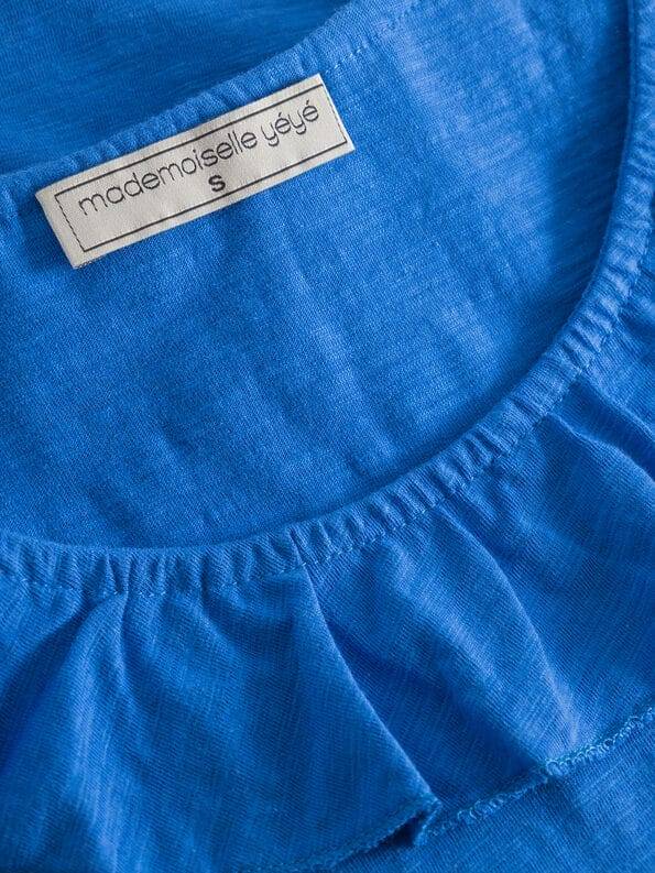 Mademoiselle YéYé Top mit gerüschtem Ausschnitt aus Bio-Baumwolle Räumungsverkauf