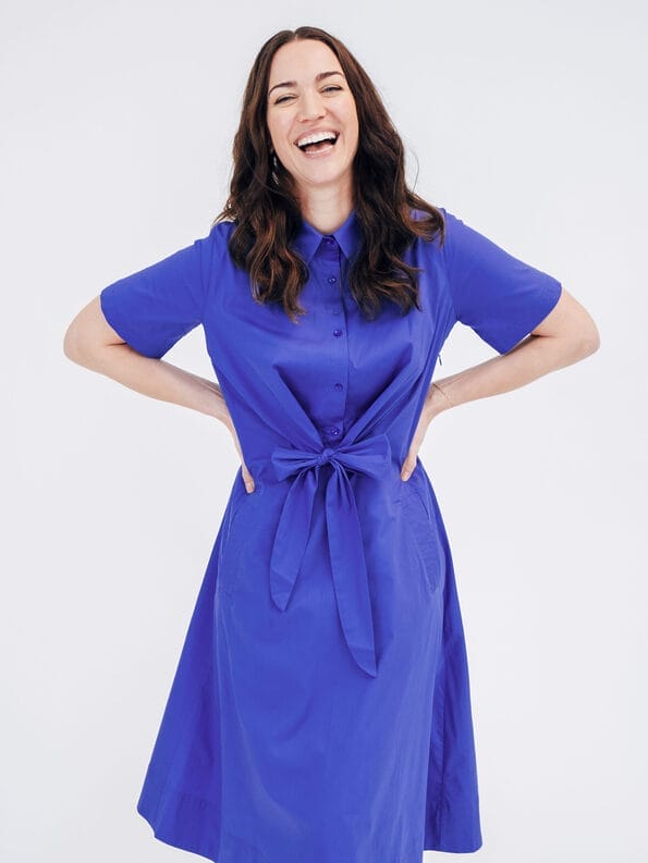 Mademoiselle YéYé Hemdblusenkleid mit Knotendetail aus Bio-Baumwolle Begrenzte Freigabe