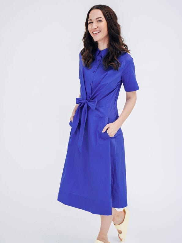 Mademoiselle YéYé Hemdblusenkleid mit Knotendetail aus Bio-Baumwolle Begrenzte Freigabe
