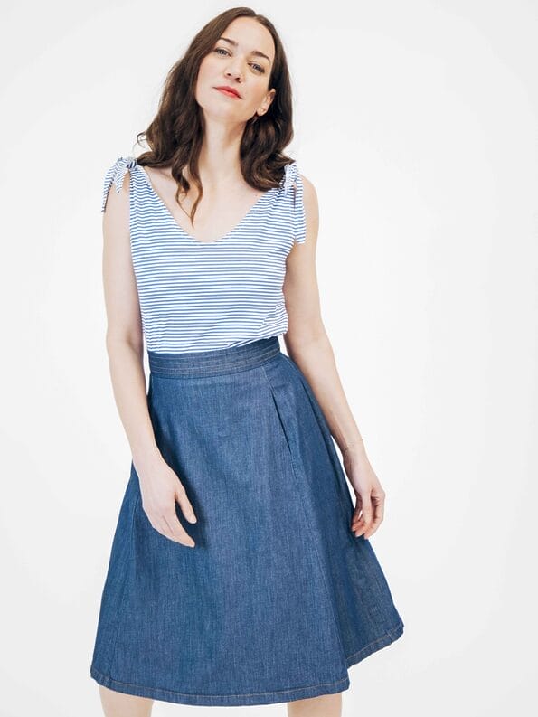 Mademoiselle YéYé Schwingender Jeansrock aus Bio-Baumwolle Nur noch ein Tag übrig