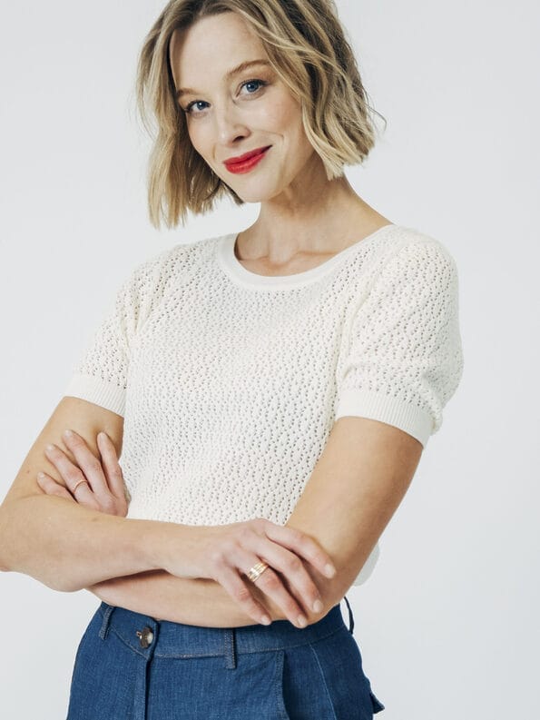 Mademoiselle YéYé Ajour Stricktop aus Bio-Baumwolle 50% Rabatt mit kostenlosem Versand