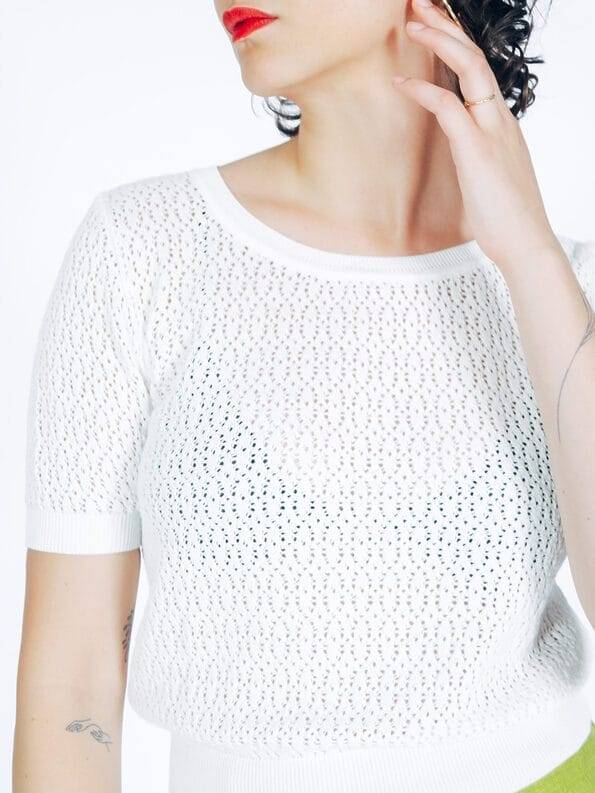 Mademoiselle YéYé Ajour Stricktop aus Bio-Baumwolle 50% Rabatt mit kostenlosem Versand