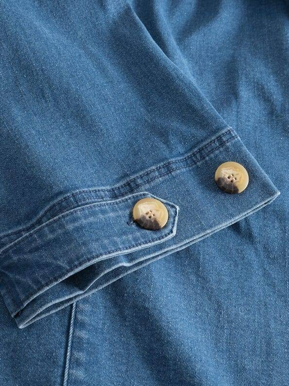 Mademoiselle YéYé Jeans Kurzmantel im Trenchstil mit weiten Ärmeln aus Bio-Baumwolle Auslauf