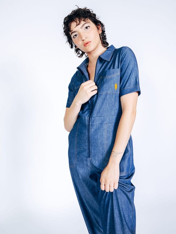 Mademoiselle YéYé Jeans Jumpsuit mit Reißverschluß aus Bio-Baumwolle Hotsell