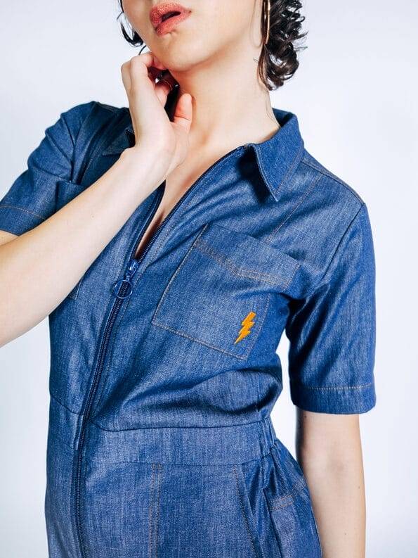 Mademoiselle YéYé Jeans Jumpsuit mit Reißverschluß aus Bio-Baumwolle Hotsell
