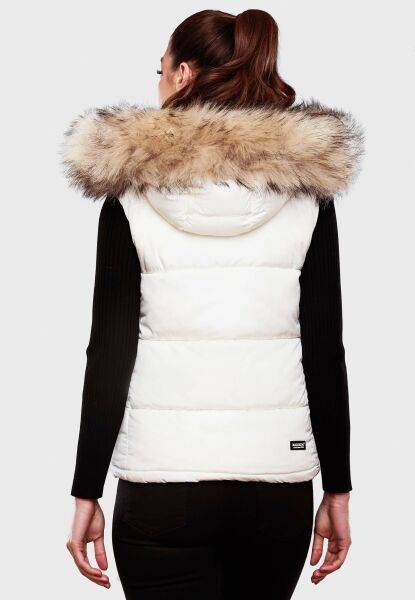Marikoo Eisflöckchen Damen Winter Steppweste mit Fellkragen Black Friday Preise