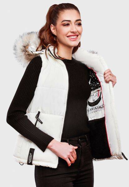 Marikoo Eisflöckchen Damen Winter Steppweste mit Fellkragen Black Friday Preise