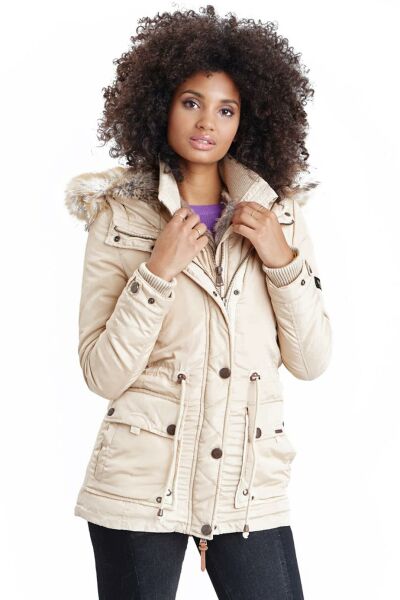 Marikoo Grinsekatze Damen lange Winterjacke mit Kapuze zollfrei