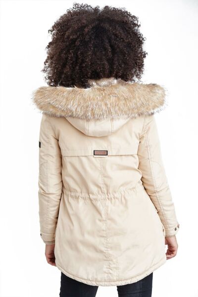 Marikoo Grinsekatze Damen lange Winterjacke mit Kapuze zollfrei