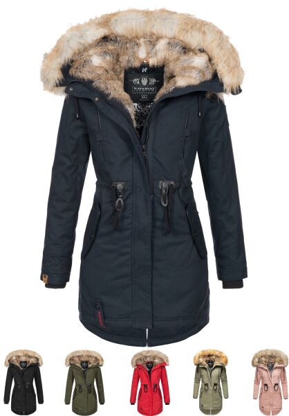Marikoo Navahoo Bombii Damen Winterjacke lang mit Kunstfell Preisnachlass