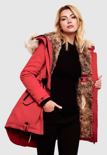 Marikoo Navahoo Bombii Damen Winterjacke lang mit Kunstfell Preisnachlass