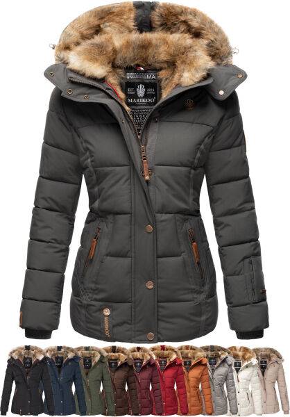 Marikoo Nekoo warm gefütterte Damen Winterjacke mit Kunstfell Neuheiten
