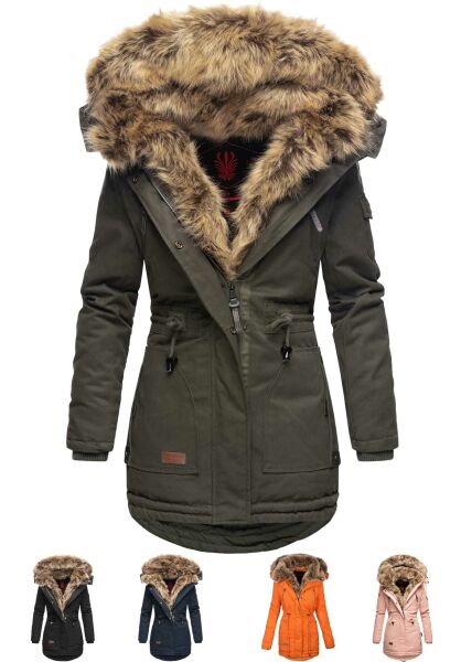 Marikoo Navahoo Daria Damen Parka Jacke mit Kunstfellkragen