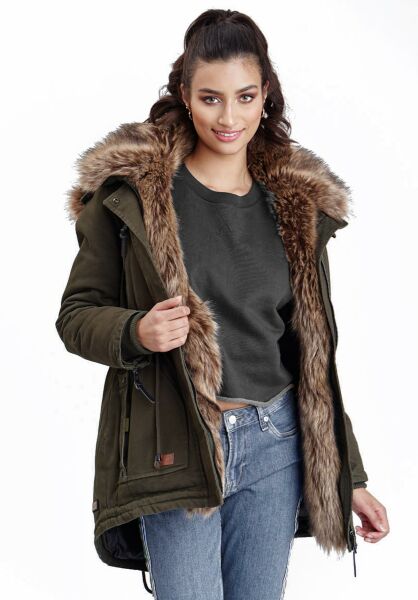 Marikoo Navahoo Daria Damen Parka Jacke mit Kunstfellkragen Versandkostenfrei