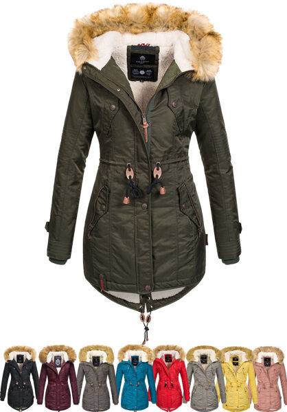 Marikoo Navahoo LaViva warme Damen Winterjacke mit Teddyfell