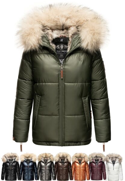 Marikoo Navahoo Tikunaa Damen Winterjacke mit Kapuze und Kunstfellkragen