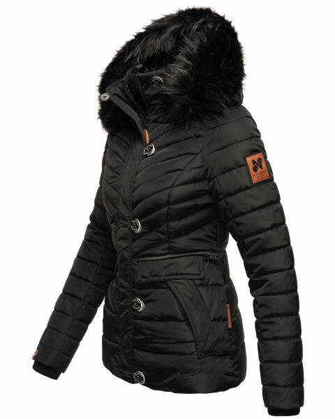 Marikoo Navahoo Wisteriaa Damen Winter Steppjacke mit Kapuze und Fellkragen Vierteljährliche Förderung