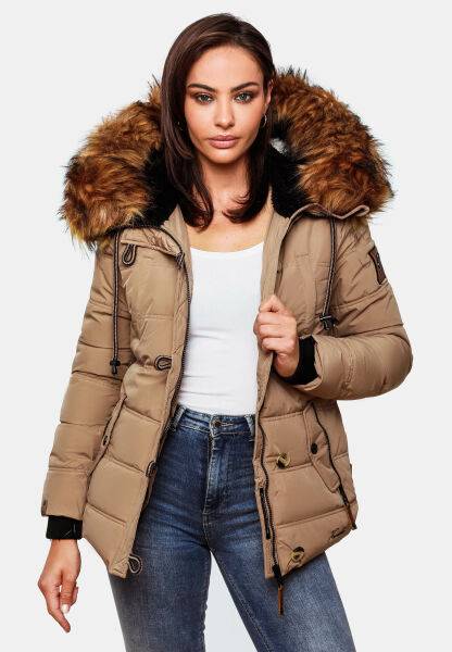 Marikoo Navahoo Zoja Damen gespteppte Jacke mit Teddyfell 50% Rabatt mit kostenlosem Versand